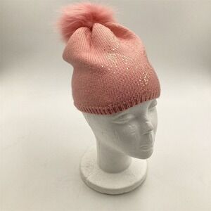 Girls Pink Knit Beanie Hat with‎ Pom Pom Winter Casual Fun